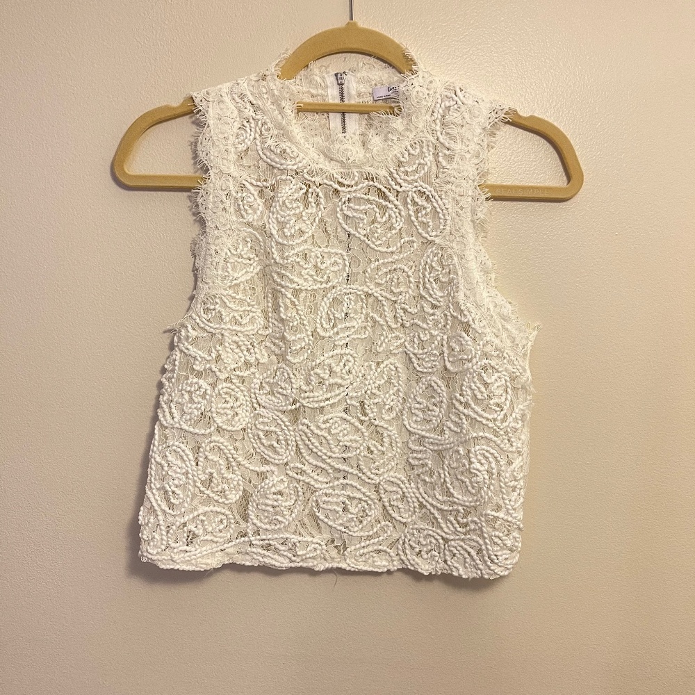 ZARA Trafaluc Women's White Lace Crop Top Small